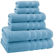 American Soft Linen Turkish 6 Piece Towel Set, 100% Cotton Premium Soft Bathroom Towels, Sky Blue