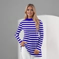 thumbnail image 2 of Women's Striped Long Sleeve T-Shirts Casual Crewneck Soft Stretchy Top Classic Fit for Daily Wear Lightweight Comfort Outfits ,Purple XL, 2 of 5