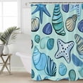 thumbnail image 5 of Ocean Creature Shower Curtain, 36" x 72", Conch Blue Shell Sea Starfish Cartoon Waterproof Bathroom Curtain Washable Shower Curtain Set with 12 Hooks, 5 of 6