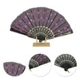 thumbnail image 3 of Unique Bargains 1 Pc Sequins Folding Fan for Masquerade Pink Cotton Linen, 3 of 5