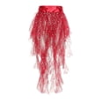 thumbnail image 7 of XIAOCHA Women's Sequin Mesh Wrap Skirt Satin Bow High Waist Skirt Festival Rave Party Skirts Red One Size, 7 of 7