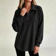 thumbnail image 7 of cocolona Tunic Sweatshirts for Women Long Sleeve Lapel Half Zip Pullover Tops Casual Loose Curved Hem Workout Sweatshirts, 7 of 7