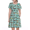 thumbnail image 1 of Naloa Teckel Chiot Imprimé Robe d'Été pour Femmes avec Poches, Manches Courtes, Robe de Plage Fluide pour Vacances, 1 of 6