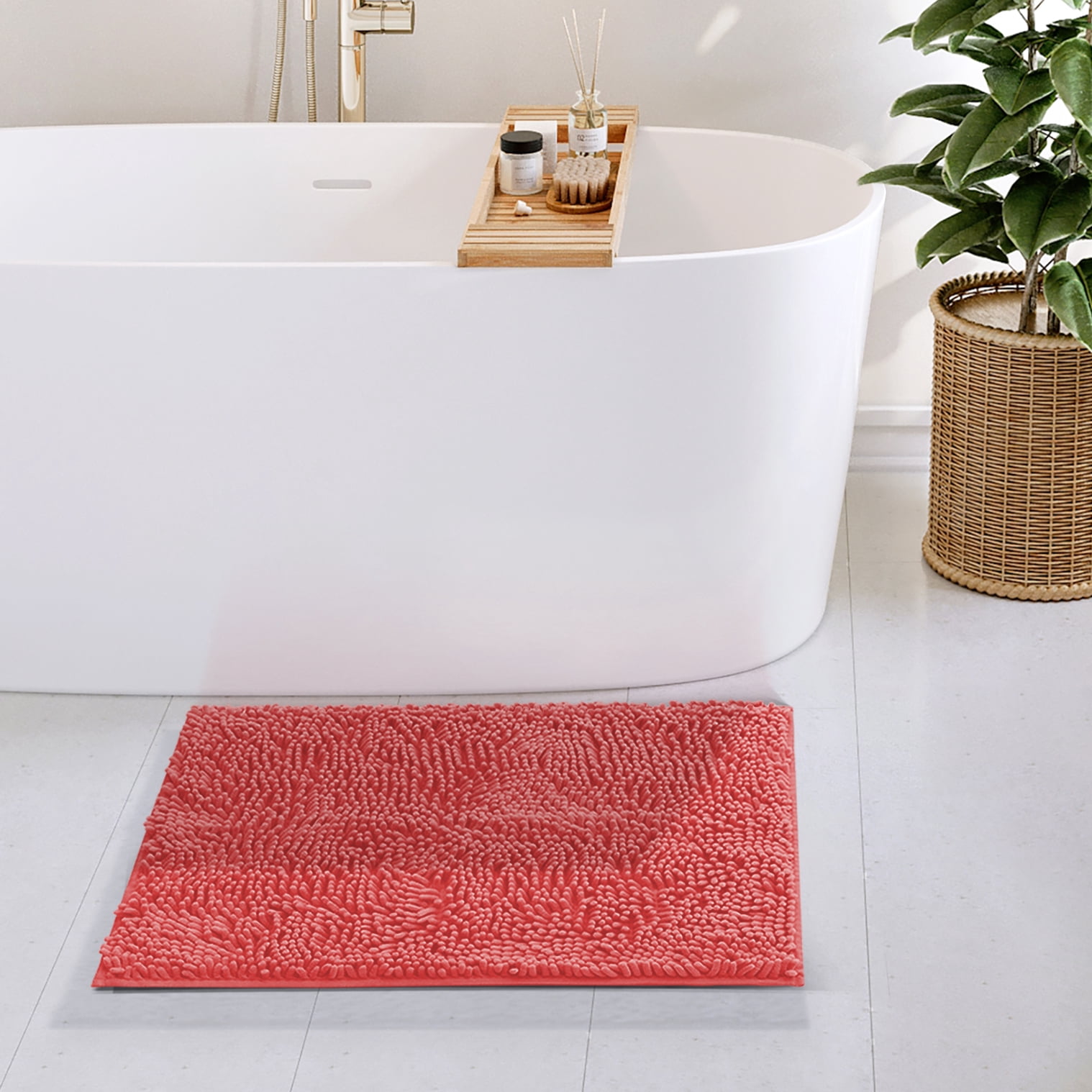 Lammaloe Chenille Bathroom Rugs Non Slip Bath Mat, 17x24 Ultra Absorbent, Bath Mats for Bathroom, Soft Sage