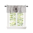 thumbnail image 2 of Kitchen Cafe Valance Curtain for Small Windows,Blossoming Rustic Dahlia Flowers Rod Pocket Short Valances Sketch Floral on Grey Stripe Window Treatment Panel for Living Room/Bedroom/Bathroom,42x12in, 2 of 9