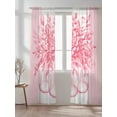 thumbnail image 2 of Eucalyptus Leaf Bottle Sheer Curtains 2 Panels Set Watercolor Floral Plant Pink Stripes Lihgt Filtering Rod Pocket Voile Drape, Semi Sheer Window Curtains for Bedroom Living Room, 52"x84", 2 of 5