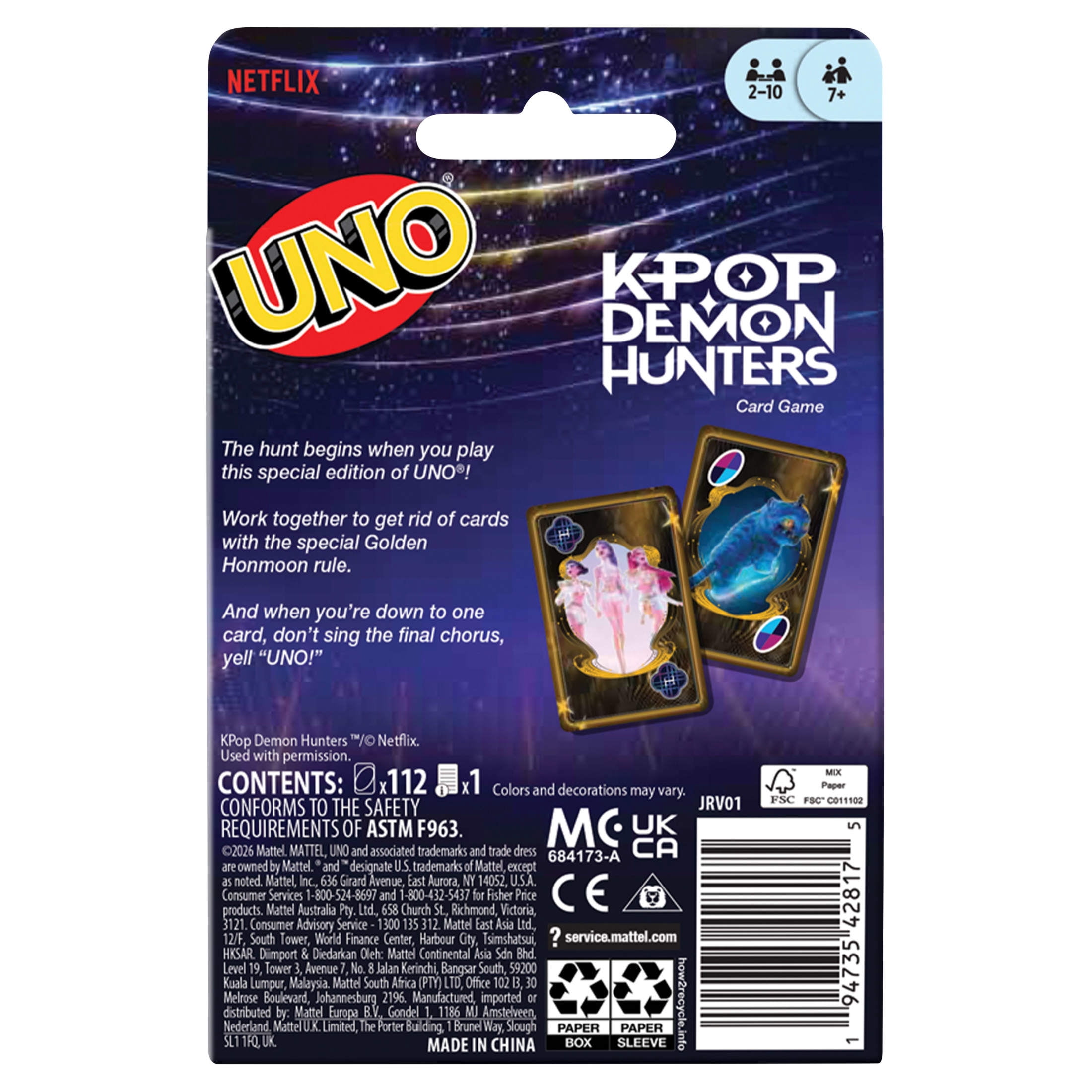 UNO KPop Demon Hunters Card Game for Kid, Adult & Family Nights