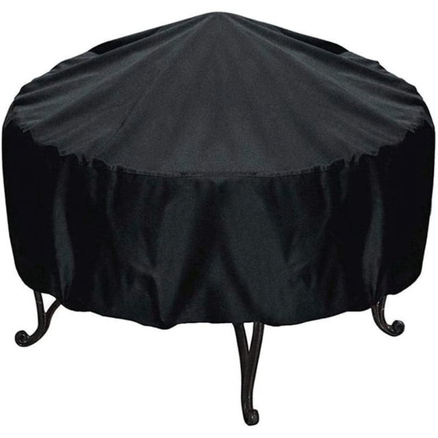 Housse de Protection pour Bol à Feu Rond, Housse Imperméable pour Foyer, Protection UV, Polyester, Noir, Extérieur, Housse Ronde pour Barbecue contre la Poussière