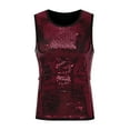 thumbnail image 5 of INSPIRE CHIC Men's Tops Sequin Crew Neck Sleeveless Metallic Tank Top XL Red, 5 of 6