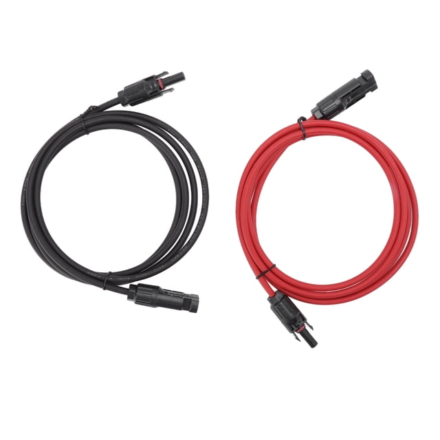 Solar Panel PV Cable, Black Red Solar Panel Extension Cable Safe Long Service Life With Male And Female Connectors For Photovoltaic Junction Boxes 2m