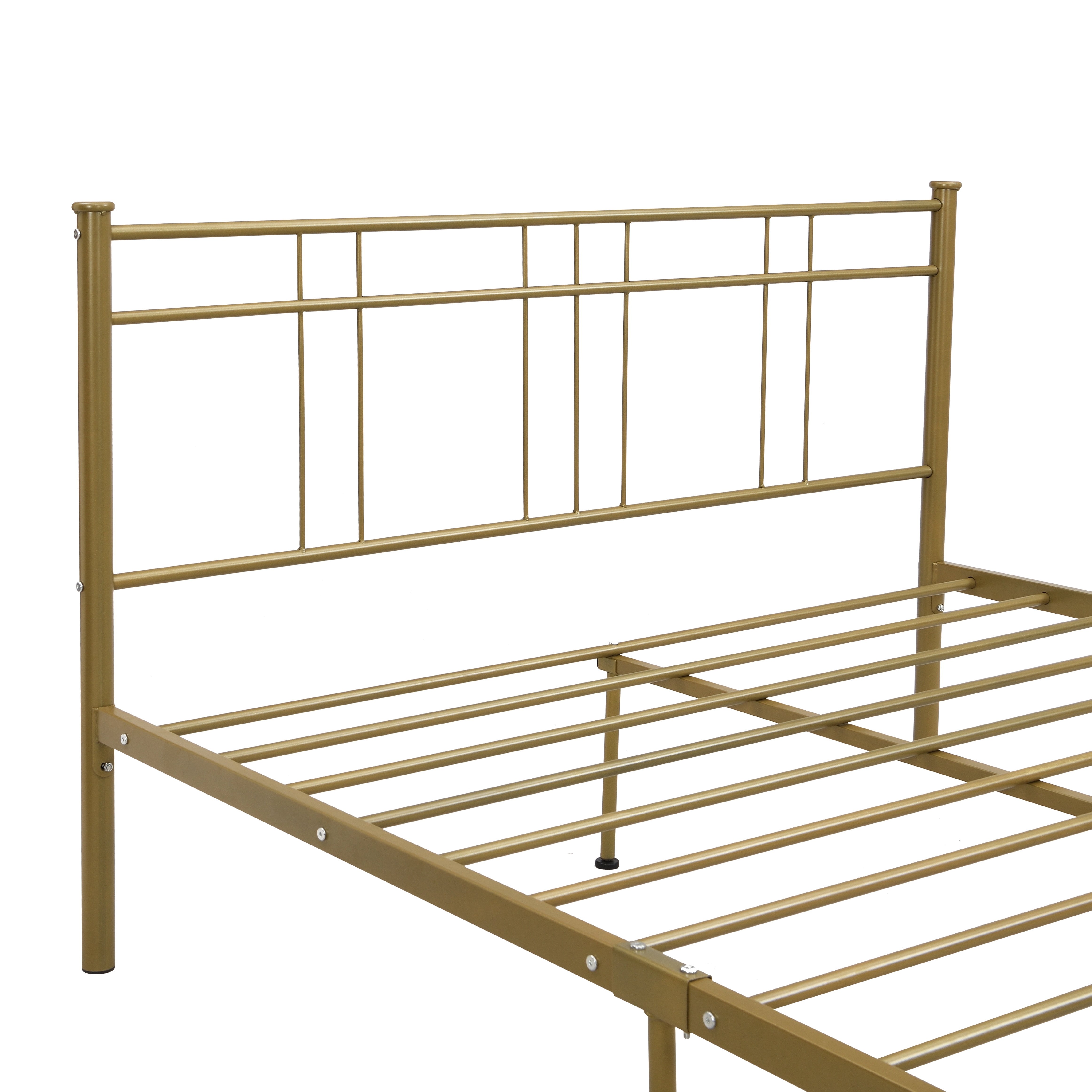 Metal Platform Bed Frame / Mattress Foundation / Noise-free and Non-slip Standard Steel Bed Platform /Modern Appearance / No Box Spring Needed /under The Bed Storage / 78"*56.7"*35.4", Gold
