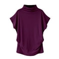 thumbnail image 2 of T-shirt à Col Roulé en Coton à Manches Courtes et Blouse Décontractée pour Femmes T-shirt à Grande Taille pour Femmes, 2 of 5