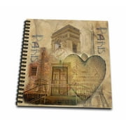3dRose Arc De Triomphe, Eiffel Tower and Romance in Parchment - Mini Notepad, 4 by 4-inch