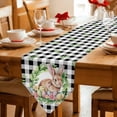 thumbnail image 2 of Bunny Easter Table Runner Linen Burlap Table Runner 72 Inches Long Eggs Spring Floral Black White Plaid Farmhouse Dresser Scarves for Kitchen Island Coffee Dining Party Wedding Holiday Decor 14"x72", 2 of 8