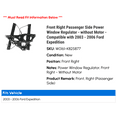 thumbnail image 2 of Front Right Passenger Side Power Window Regulator - without Motor - Compatible with 2003 - 2006 Ford Expedition 2004 2005, 2 of 3