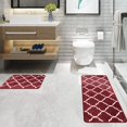 thumbnail image 3 of Newlake 2 Piece Microfiber Kitchen Rug Set Moroccan Trellis Non-Slip Soft Bathroom Rugs (Red, 20"x63"+20"x31"), 3 of 5