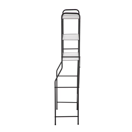 MAINSTAYS OVER-THE-TOILET STEEL STORAGE UNIT WITH 3 SHELVES AND LINERS, MATTE BLACK