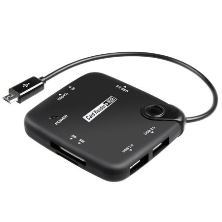 Micro Sd Card And Reader AGPTEK 4in1 Micro USB Hub Host Adapter OTG Cable SDHC SD TF Card Reader for Android Smartphones Samsung Tablet, Black ()