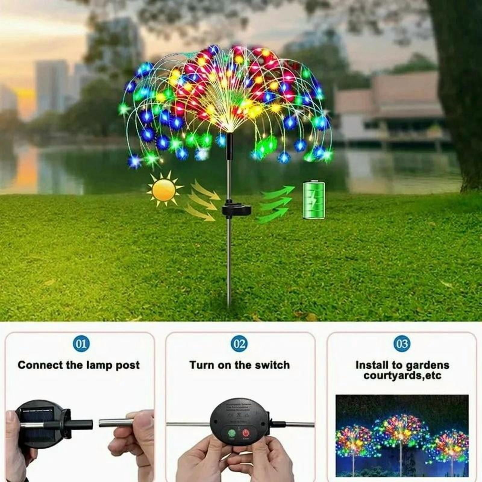 2pcs Solar Firework Lights, Multi-Color 60-720 LED Landscape Lights | 8 Lighting Modes, Outdoor Decoration for Halloween, Weddings, and Christmas