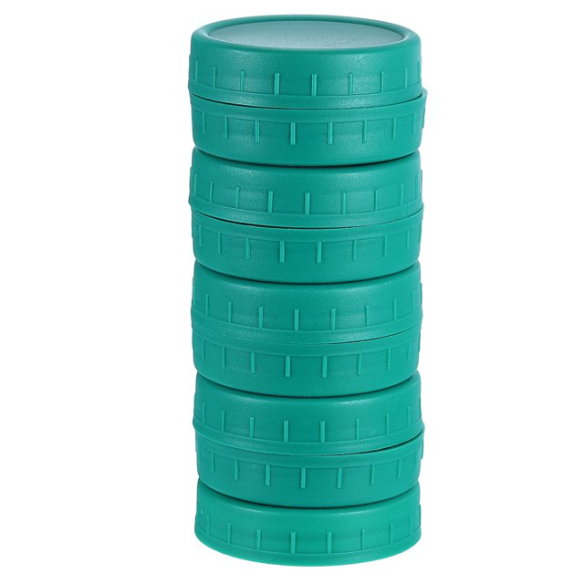 Tapa de frascos Mason Uxcell de 9 piezas, tapa de plástico de boca regular con anillos de silicona, verde oscuro