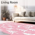 thumbnail image 2 of ODIKA 4'x6' Machine Washable Non-Slip Area Rug, Nordic Snowy Village Scene with Reindeer and Stylized Pine Trees Motif High Traffic Rug with Pad, Pink, 736098, 2 of 8