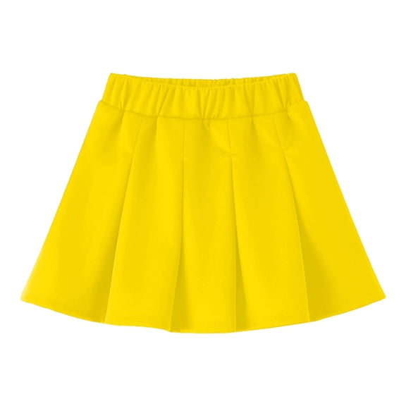 Khunlpohl Girls Pleated Skorts Elastic Waisted Solid Color Skirt Plain Basic Casual Skirts for Kids 2-15 Years