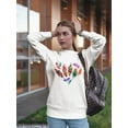 thumbnail image 2 of Colored Feathers Sweatshirt Women - Women Sweatshirt, White, Small, 2 of 4