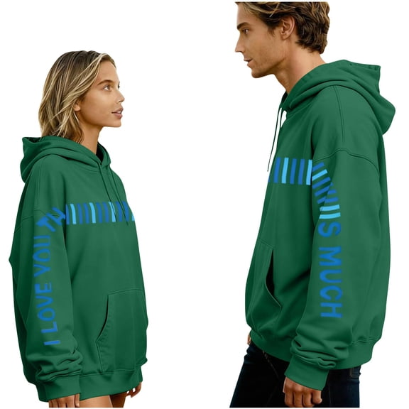 I Love You This Much Hoodie for Couples Interactive Hug Stretch Arms Measure Love Sweatshirts Long Sleeve Oversized Pullover Funny Valentine Outfit