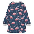 thumbnail image 6 of Girls' long-sleeved dress Lots Of Small Cartoon Flamingo Girls' A-line dress with ribbed cuffs Soft and comfortable, 6 of 6
