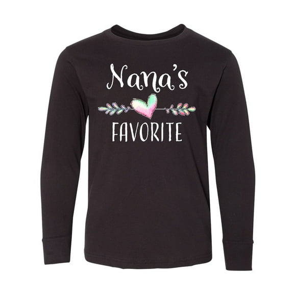 Inktastic Nana's Favorite- Heart Grandchild Long Sleeve Youth T-Shirt
