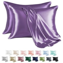 MR&HM Satin Pillow Case, 2 Pack Satin Standard Silky Pillowcase for Hair and Skin, Satin Pillowcase Set of 2, 20x26, Lavender
