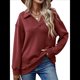 thumbnail image 1 of Sudadera con Cuello en V y Larga para Mujer, Estilo Informal, Holgado, de Punto, Estilo Túnica, para Otoño Vino Tinto L, 1 of 7