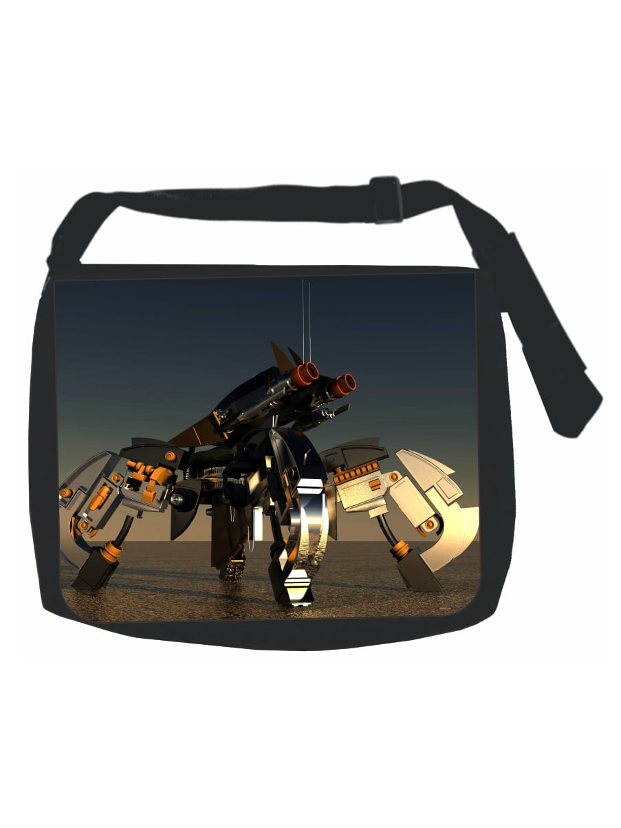 Robot Pink Pattern Cross Body Shoulder Messenger Laptop Bag