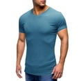 thumbnail image 1 of Camiseta de cuello en V ajustada para hombre: camiseta elástica de manga corta para culturismo, 95 % poliéster, 5 % elastano, tejido de canalé para el gimnasio y el entrenamiento., 1 of 5