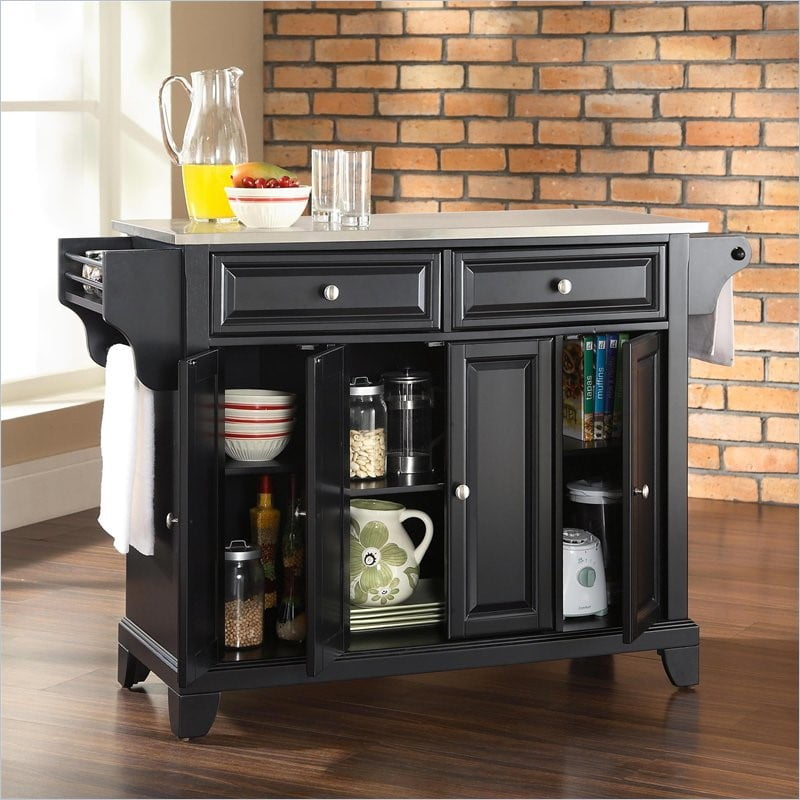 Crosley Furniture KF30004BBK Black Granite Top Kitchen Island in Black