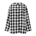 thumbnail image 2 of ZUKMRJPC Women's Button Down Shirts Roll Up Long Sleeve Fashion Vintage Plaid V Neck Shirts Casual Lightweight Loose Maternity Tops, 2 of 5