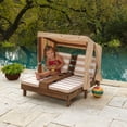 thumbnail image 2 of KidKraft Wooden Outdoor Double Chaise Lounge, Cup Holders, Espresso, 2 of 7
