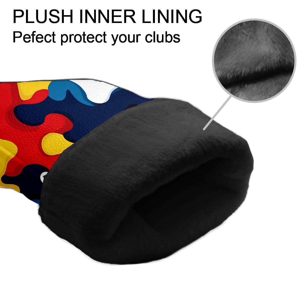 Golf Club Covers PU Leather Waterproof Head Covers for Fairway Woods Hybrids Color Puzzle