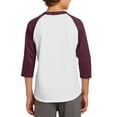 thumbnail image 2 of Mafoose Youth 3/4 Sleeves Colorblock Raglan Baseball Soft Jersey White/ Maroon YT200 M, 2 of 5