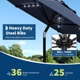 thumbnail image 4 of Garvee 10ft Solar LED Patio Umbrella,32 Lights,8 Sturdy Ribs,Crank Lift & Push Button Tilt,Navy Blue, 4 of 7
