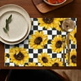 thumbnail image 5 of Boho Floral Sunflower Placemats Set of 4, 12x18 Inch Vintage Rustic Farmhouse Linen Table Mats with Bees and Butterflies, Washable Country Bloom Dining Decor for Summer Autumn, 5 of 6
