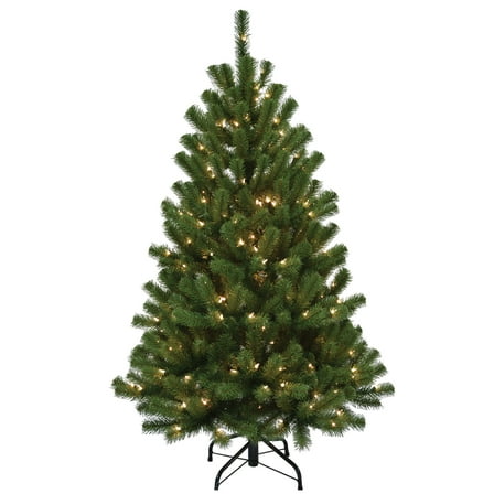 4.5 ft Hinged Noble Fir Artificial Christmas Tree with 200 Clear LED Lights