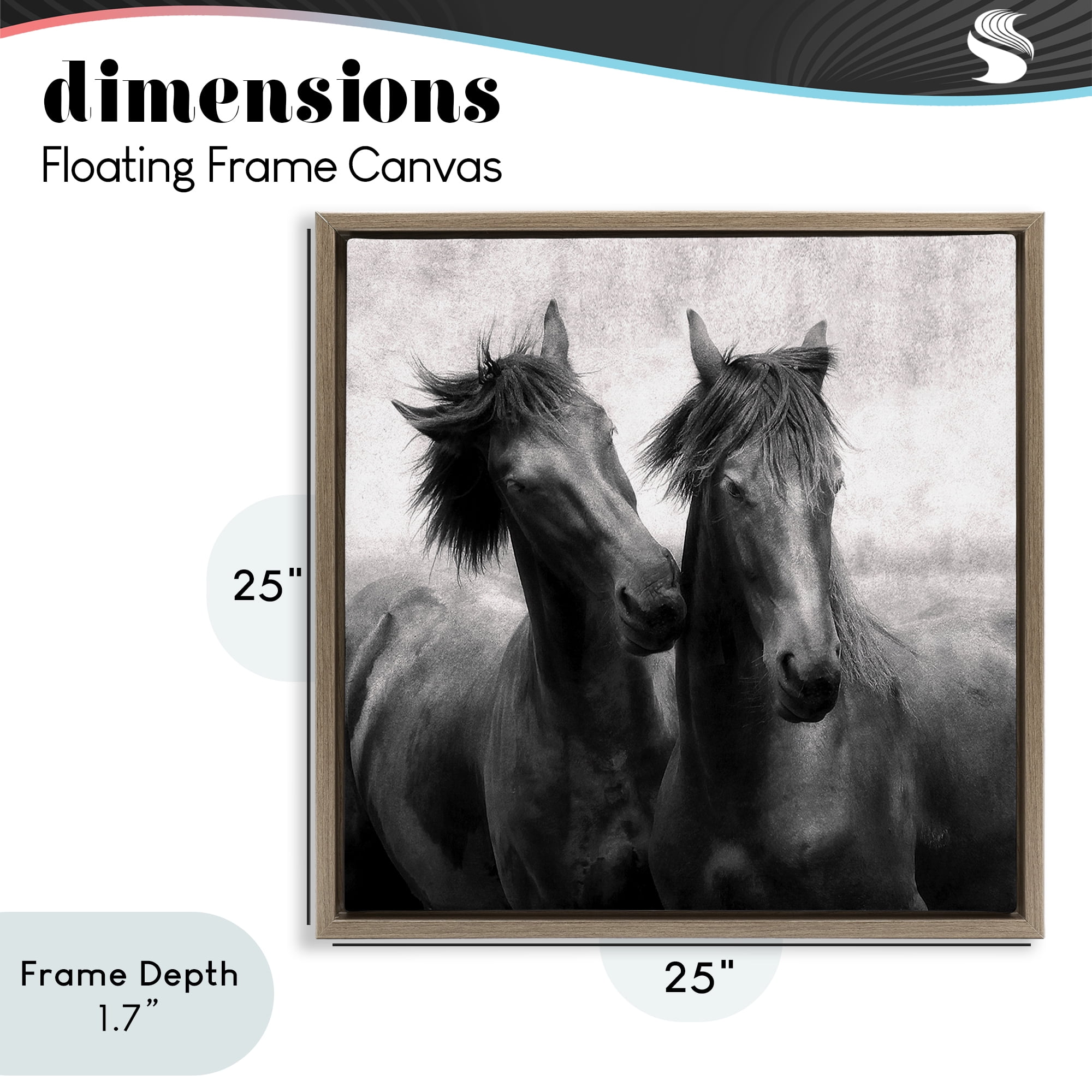 Stupell Industries Short Haired Horse Pair Brown Framed Floater Canvas Wall Art, design by Lars Van de Goor