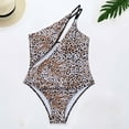 thumbnail image 4 of Ashirexll Womens Swimsuits Sexy One Shoulder Bikini Leopard Print One Piece Swimsuit Swimsuit Coverup Bathing Suit for Women Bathing Suits Brown M, 4 of 7