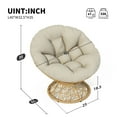 thumbnail image 6 of UHOMEPRO 40" Rattan Papasan Chair with Handwoven Wicker, Modern Ergonomic Lounge Chair with Cloud Thick Density Fabric Cushion, Comfy Single Swivel Chair for Living Room Bedroom Garden, Beige, 6 of 10