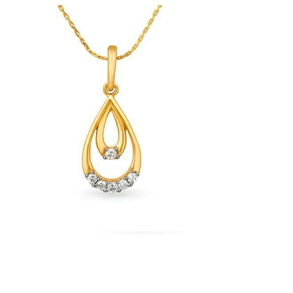 22K/18K Real Certified Fine Yellow Gold Graceful CZ Womens Pendant