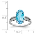thumbnail image 3 of Sterling Silver Rhodium Oval Blue Topaz & Diamond Ring, 3 of 5