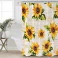 thumbnail image 5 of Sunflower Shower Curtain, 60" x 72", Vintage Flower Leaf Farmhouse Retro Background Waterproof Bathroom Curtain Washable Shower Curtain Set with 12 Hooks, 5 of 6