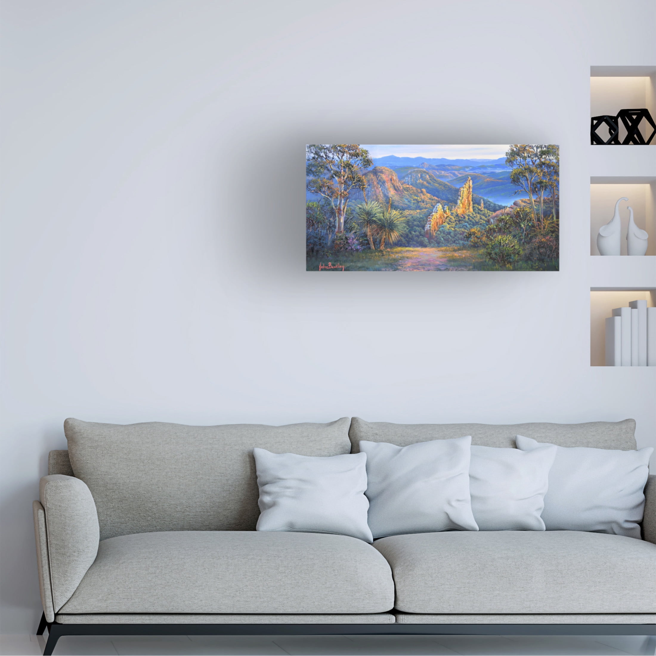Canvas Wall Art - John Bradley 'Dawn in the Warrumbungles' Wall Art for Living Room, Bedroom, or Office Décor by Trademark Fine Art - 19 x 10 Inches