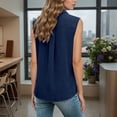 thumbnail image 3 of Womens Blouses Sleeveless Business Casual Tops Collared Solid Color Button Down Spring Summer Shirts, 3 of 5